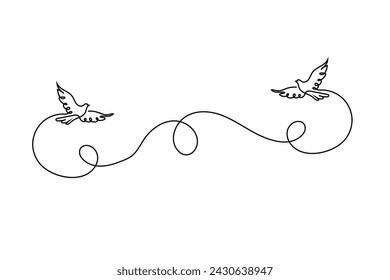 Flying dove in one continuous line drawing. Bird symbol of peace and freedom in simple linear style. Concept for national labor movement icon. Editable stroke. Doodle outline vector illustration