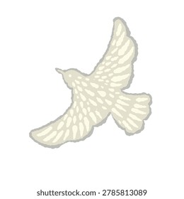Flying dove ornament facing upwards hand drawn illustration for peace