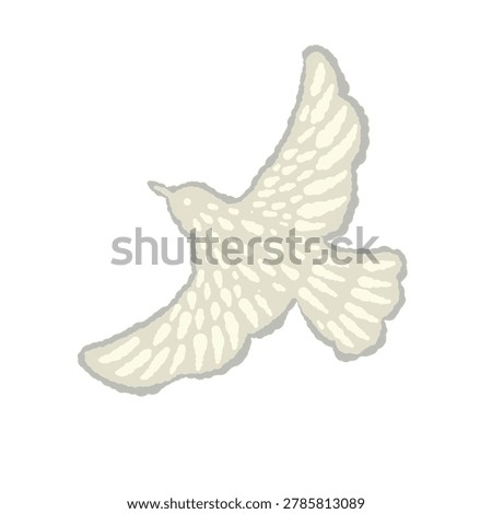 Flying dove ornament facing upwards hand drawn illustration for peace