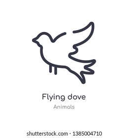flying dove outline icon. isolated line vector illustration from animals collection. editable thin stroke flying dove icon on white background