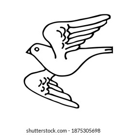 Flying dove. Peace, Freedom symbols. Hand drawn illustration.
