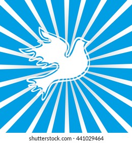 Flying dove. Peace logo concept. Freedom Liberty Independence placard. Protest poster. Peaceful dove symbol, pigeon. Pacifist logo. Revolution emblem. Demonstration poster. Vector illustration