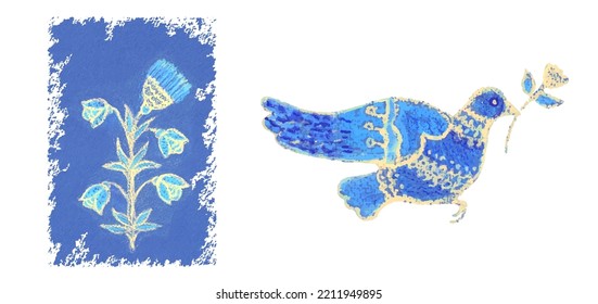 Flying dove. Peace symbol, no war concept. Vector on white background