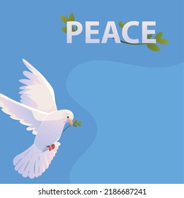 flying dove and peace word