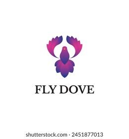 Flying Dove Pigeon Bird with Wings for Nature Wildlife Label Logo Design  Peace Vector Icon Illustration, Logo Template 