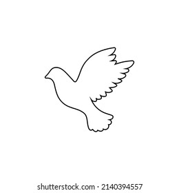 Flying dove a sign of peace line art vector icon for apps and websites