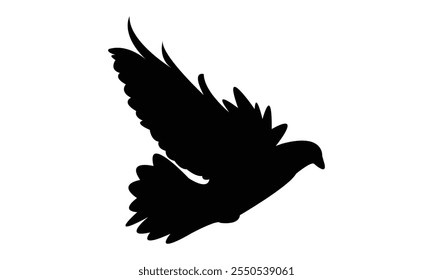 Flying Dove Silhouette Design  And Vector Illustration. 