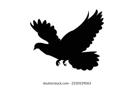 Flying Dove Silhouette Design  And Vector Illustration. 