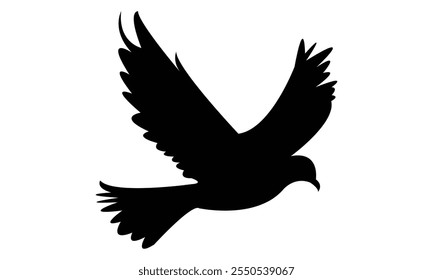 Flying Dove Silhouette Design  And Vector Illustration. 