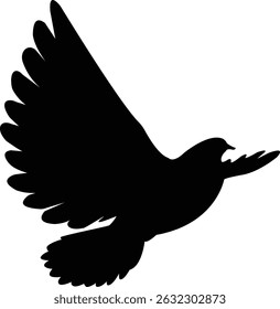 Flying Dove Silhouette on White Background