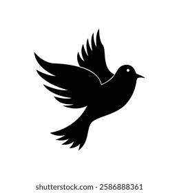 Flying Dove Silhouette Vector Design Template