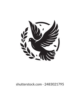 Flying dove Silhouette Vector illustration