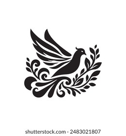 Flying dove Silhouette Vector illustration