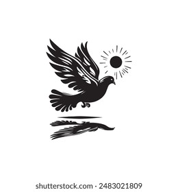 Flying dove Silhouette Vector illustration