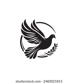 Flying dove Silhouette Vector illustration