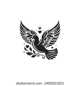 Flying dove Silhouette Vector illustration