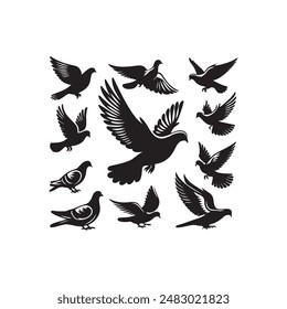 Flying dove Silhouette Vector illustration