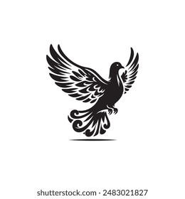 Flying dove Silhouette Vector illustration