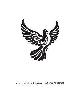 Flying dove Silhouette Vector illustration