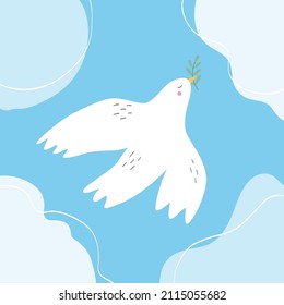 Paloma voladora en el cielo. Ilustración vectorial dibujada por mano