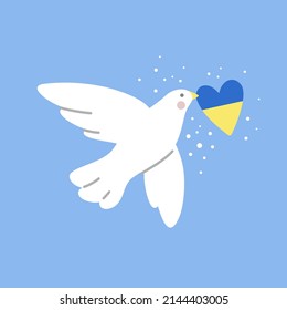 Flying dove as a symbol of peace. Support Ukraine, no war. Vector illustration.