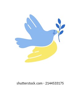 Flying dove as a symbol of peace. Support Ukraine, no war. Vector illustration.