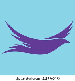 flying dove, symbol of peace vector logo monogram template