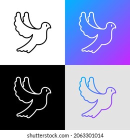 Flying dove thin line icon. Pigeon. Symbol of peace. Modern vector illustration for logo.