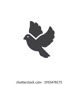 Flying dove vector icon. filled flat sign for mobile concept and web design. Dove bird glyph icon. Symbol, logo illustration. Vector graphics