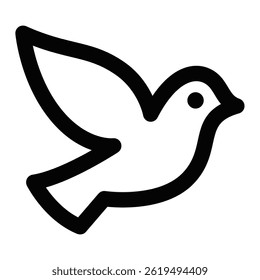 Flying dove vector illustration in simple clean style. Editable stroke