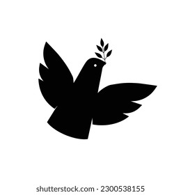 Flying dove vector silhouettes icon. Pigeon love and peace symbols. Black shape form dove and pigeon silhouette illustration.