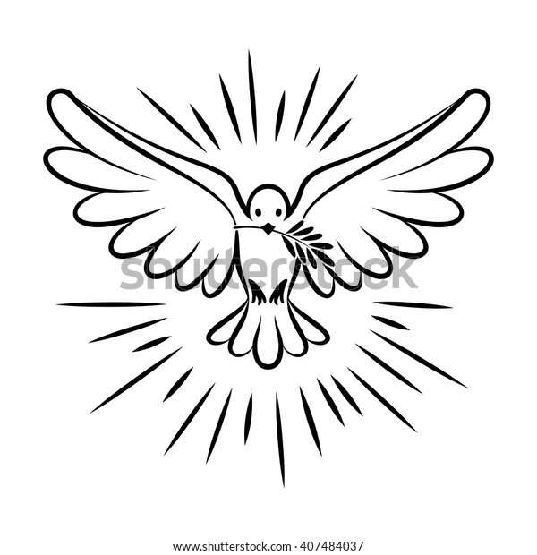 飛ぶ鳩のベクター画像スケッチ 平和のハト オリーブの枝を持つ飛ぶ鳩のシルエット 白い鳩が落書きします ベクターイラスト のベクター画像素材 ロイヤリティフリー