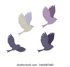 Flying doves or sparrows, vector clipart
