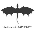 flying dragon black silhouette isolated