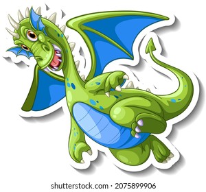 Flying dragon cartoon character sticker illustration