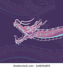 Flying Dragon Cyber Punk Vector