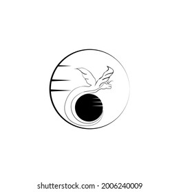 Flying dragon design illustration for logo, icon or other.