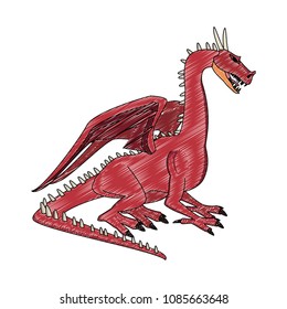 Flying dragon fantastic creature scribble