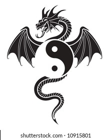 Flying Dragon hanging Yin Yang symbol