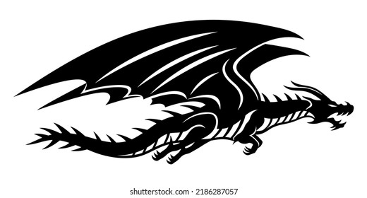 Flying dragon icon isolated on white background.