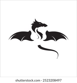 FLYING DRAGON ICON VECTOR ILLUSTRATION SYMBOL DESIGN