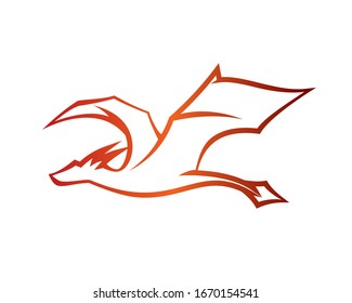 Flying Dragon Illustration with Silhouette Style