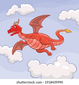 Flying Dragon Illustration Vector Design 