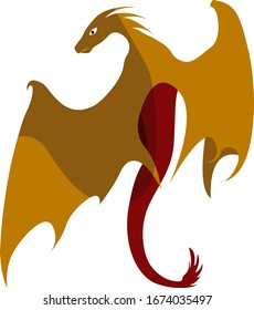 Flying dragon, illustration, vector on white background.