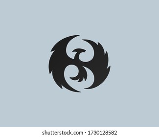 Flying dragon logo design template. Abstract mythical animal design vector icon mark logotype template illustration.