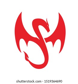 flying dragon logo design vector with wings