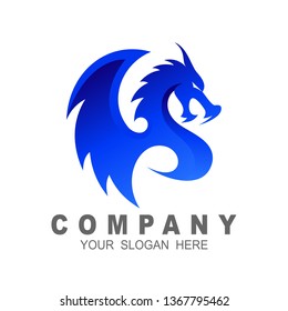 Flying dragon logo template, Dragon head vector logo,