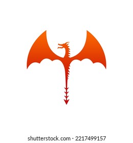 Flying dragon logo vector concept. Spread wings dragon icon isolated on white background. Awesome dragon logo idea.