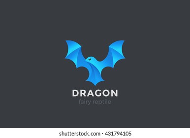 Flying Dragon Logo Wings abstract design logo template.
Magic Fairy Reptile Bird Logotype concept icon.