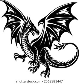 flying dragon silhouette Illustration Art